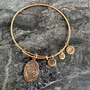 Alex and Ani Grandmother Charm Bracelet Gold Floral Love Legacy Bangle 2015